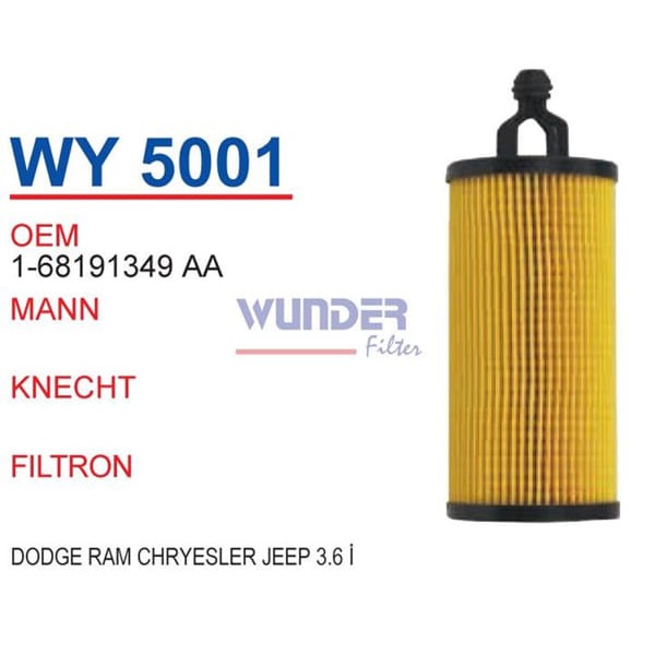 WUNDER WY5001 Yağ Filtresi Dodge Ram Chrysler Jeep 3.6L