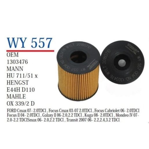 WUNDER WY557 Yağ Filtresi Ford Transit V 347 07- 