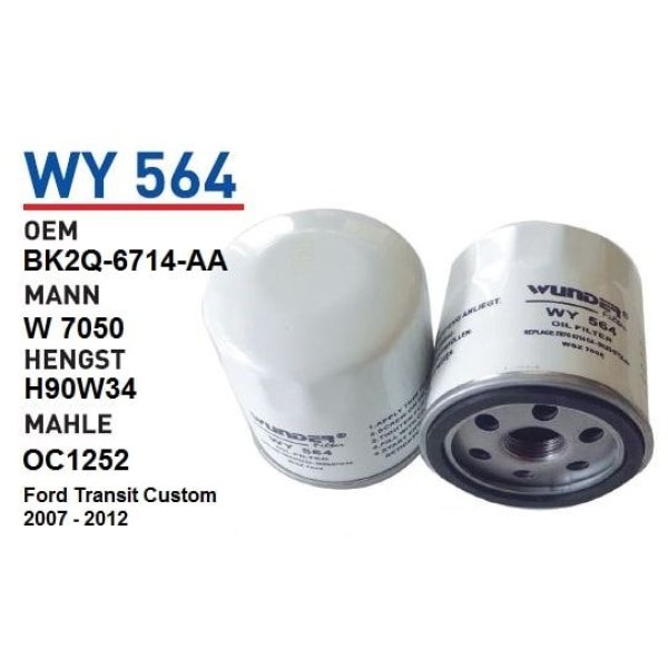 WUNDER WY564 Yağ Filtresi Ducato III / Boxer III / Jumper III / Transit V347 14- W7050 