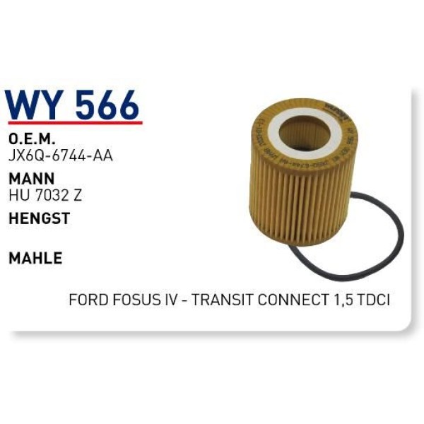 WUNDER WY566 Yağ Filtresi Citroen C3-C4-C-Elysee-Berlingo 1,5 Blue Hdi 