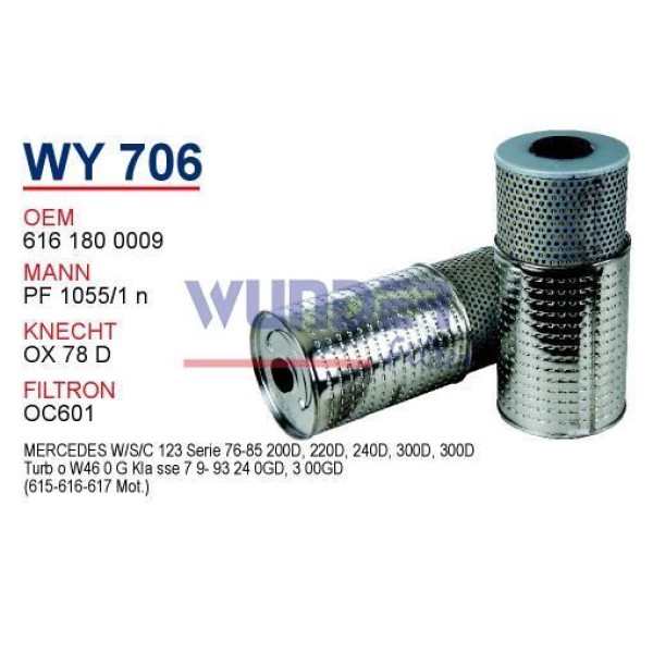 WUNDER WY706 Yağ Filtresi Mercedes W123 76-84