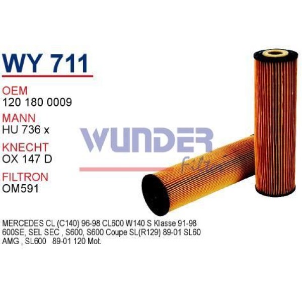 WUNDER WY711 Yağ Filtresi Mercedes Sl R129 Sl 600 394Hp 92-