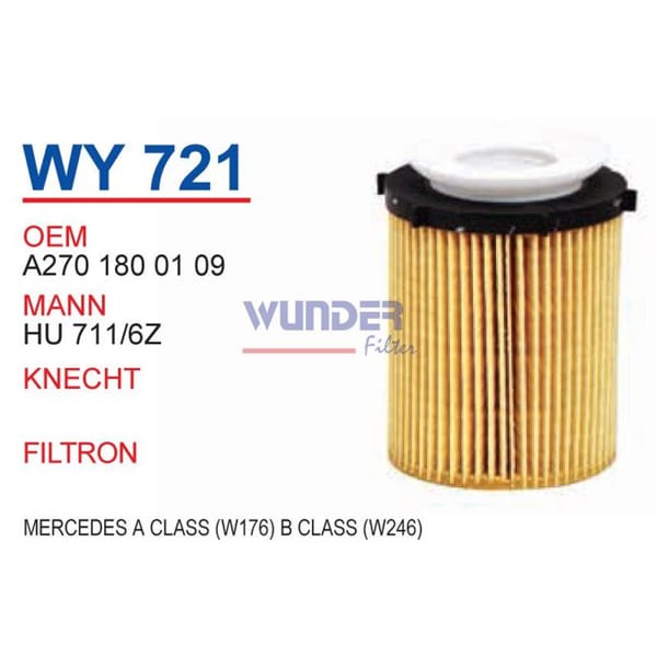 WUNDER WY721 Yağ Filtresi Mercedes W176 W246 W204 12- Hu711/6Z Fn1089A