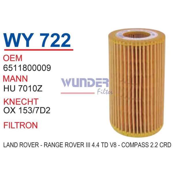 WUNDER WY722 Yağ Filtresi Mercedes Hu7010Z Fn0186 Txt 
