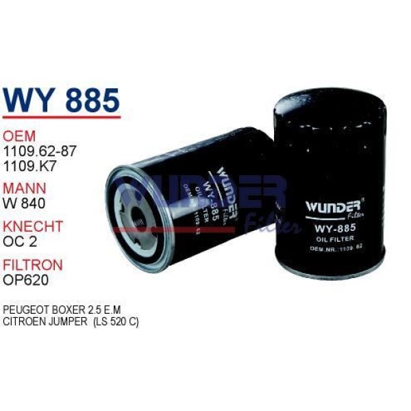 WUNDER WY885 Yağ Filtresi Citroen Jumper (Ls 520 C) 