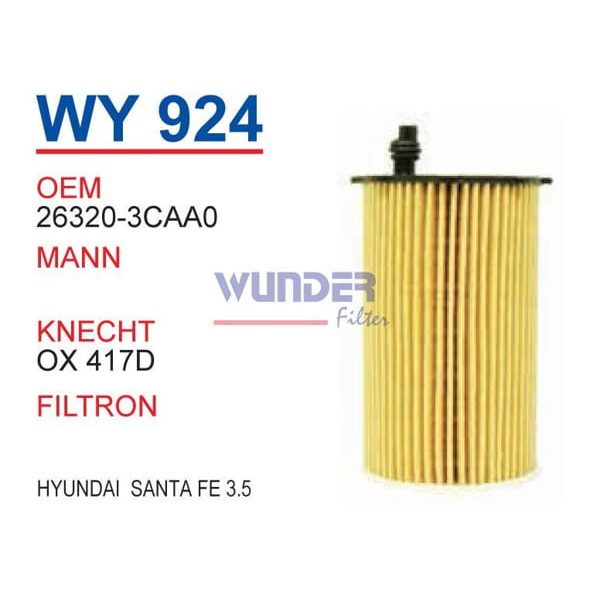 WUNDER WY924 Yağ Filtresi Hyundai Santa Fe 3.5