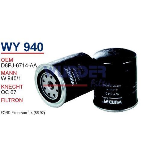 WUNDER WY940 Yağ Filtresi Ranger 2,2 2,4 W940/1 Fn0147
