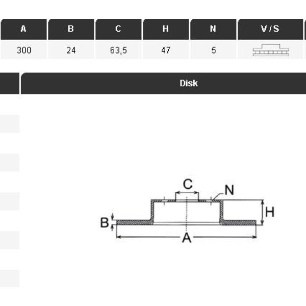 YAVUZSAN 13133 Fren Diski Ön Mondeo III 00- / X-Type 01- 300×24×63,5 5 Bijon 