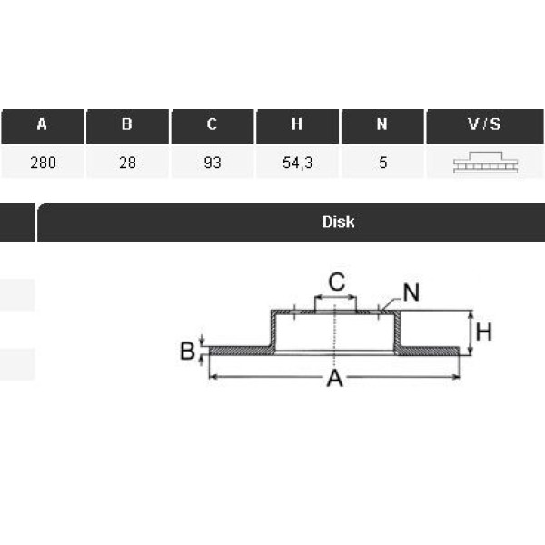 YAVUZSAN 13311 Fren Diski Ön Transit V184 06- Transit V347 06- Önden Çekıslı 280×28×93 5 Bijon