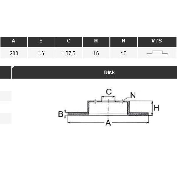 YAVUZSAN 13342 Fren Diski Arka Transit V347 06- Önden Ve Arkadan Çekıslı 280×16×107,5 1 Bijon