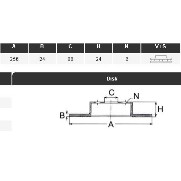 YAVUZSAN 13388 Fren Diski Ön Ranger 98- / B2500 98-02 256×24×86 6 Bijon