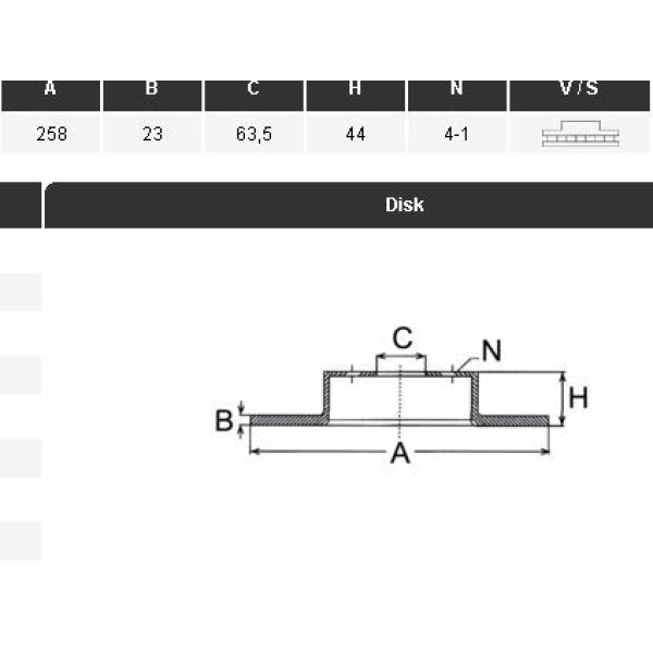YAVUZSAN 13402 Fren Diski Ön Fiesta VI 08- 258×23×63,5 4 Bijon 