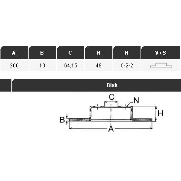 YAVUZSAN 15246 Fren Diski Arka Accord Vıı 03-08 260×10×64,15 5 Bijon 
