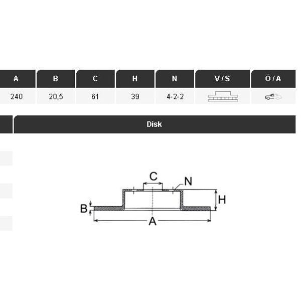 YAVUZSAN 15333 Fren Diski Ön City 05-09 Jazz 02-08 240×20,5×61 4 Bijon