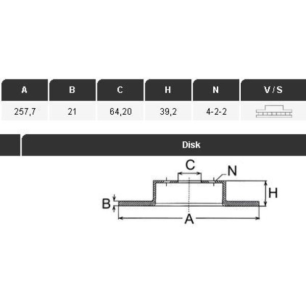 YAVUZSAN 15432 Fren Diski Ön City 09-12 Jazz 09-12 257,7×21×64,20 4 Bijon
