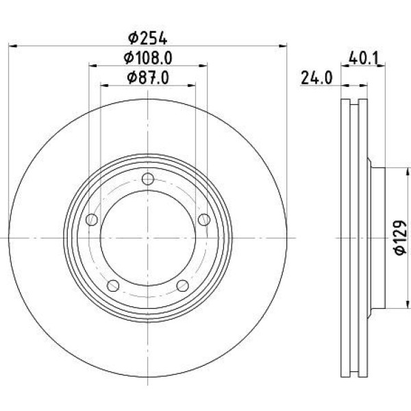 YAVUZSAN 16048 Fren Diski Ön Starex Em 97-02 / L300 94- 254×24×87 5 Bijon 
