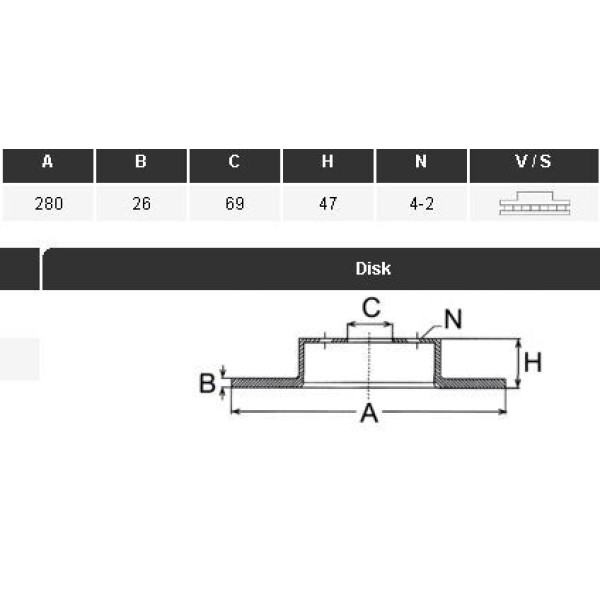 YAVUZSAN 16358 Fren Diski Ön Sonata IV 98- Elantra 00- / Magentıs 01- 280×26×69 4 Bijon 