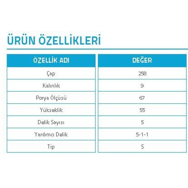 YAVUZSAN 24105 Fren Diski Mercedes W124 85-96 Arka (258 Mm)