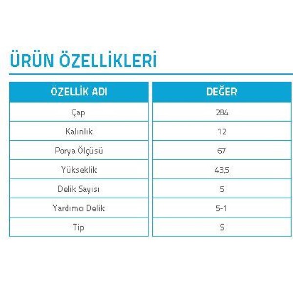 YAVUZSAN 24202 Fren Diski Mercedes W202 Ön (284×12×44-5Dl)