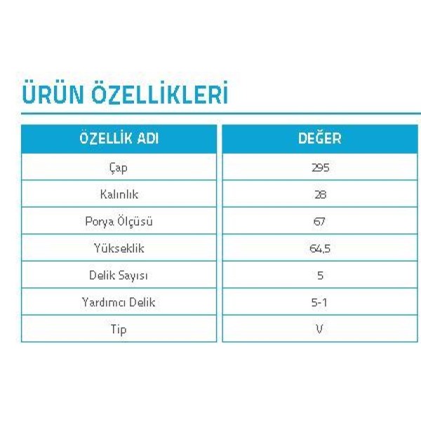 YAVUZSAN 24521 Fren Diski Mercedes C Seri W204 Ön 07- (295×28×67-5 Dl)
