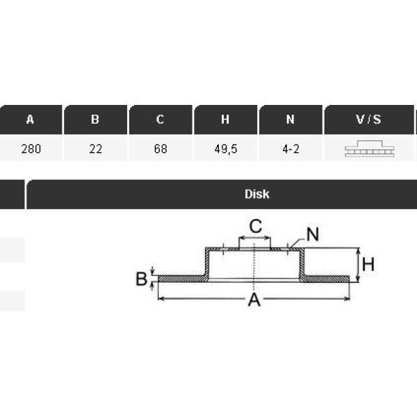 YAVUZSAN 26159 Fren Diski Ön Primera P11 96- Almera 00- 280×22×68 4 Bijon