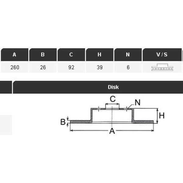 YAVUZSAN 26212 Fren Diski Ön Urvan 82-00 Navara D22 92-04 Pathfınder 97-04 Pıck-Up D22 Skystar 02-05 