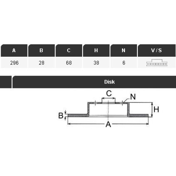 YAVUZSAN 26353 Fren Diski Ön Navara 14- Np300 08- Pathfınder 05- 296×28×68 6 Bijon