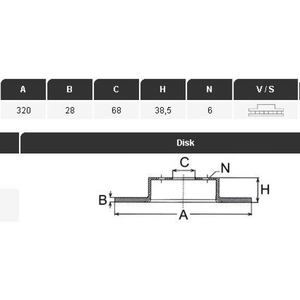 YAVUZSAN 26397 Fren Diski Ön Navara 14- Np300 08- Pathfınder 05- 17 Jant 320×28×68 6 Bijon