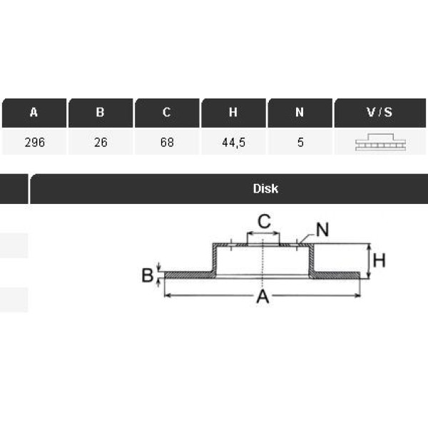 YAVUZSAN 26403 Fren Diski Ön Koleos 08- / Qashqai 07- X-Traıl 07-13 296×26×68 5 Bijon