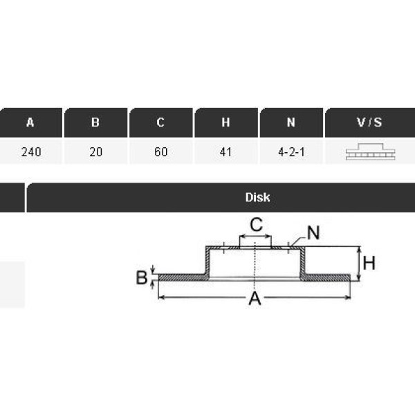 YAVUZSAN 27360 Fren Diski Corsa C 00-07 1,0-12V 1,2 16V 1,7D (Absli) (240×20×6Dl) Ön Havalı Ad.