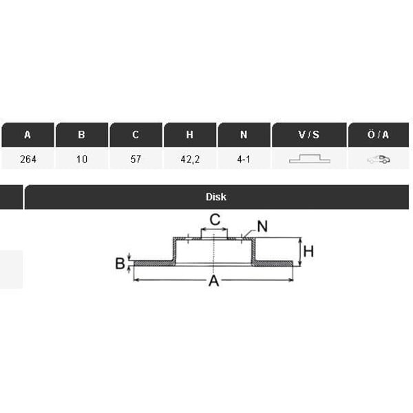 YAVUZSAN 27362 Fren Diski Astra G-H 98-Combo C 01- 1,7Dcombo C 05- 1,3Cdtımerıva 03- 1,6-1,3Cdtı(264