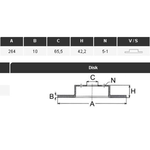 YAVUZSAN 27378 Fren Diski Astra G-Hmerıva B 03-Zafira 99- 2,0Dı-2,0-16V-2,2Dtı-1,8-16V (264×10×5Dl)