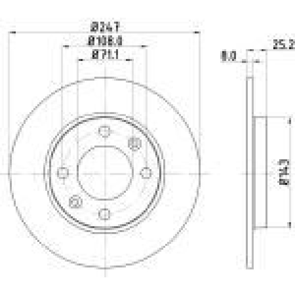 YAVUZSAN 28449 Arka Fren Diski P106 Saxo 1.6İ.1.6İ Gtı 96 206 98 306 (97-01) Xsara 97 (247×8X4Dl)