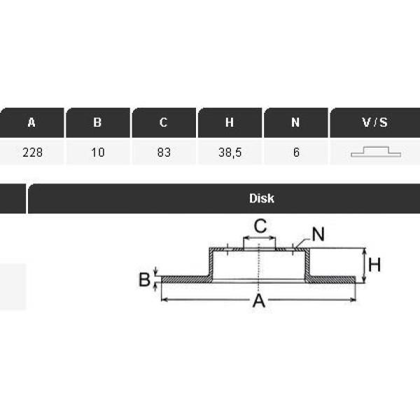YAVUZSAN 30006 Fren Diski R12-Torosr4R18 Ön (228×10×6Dl) Ad. 
