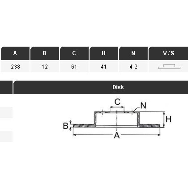 YAVUZSAN 30040 Fren Diski Ön Renault 9 R11 R19 238×12×61 4 Bijon