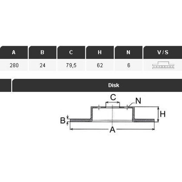 YAVUZSAN 30123 Fren Diski Ön Master II 98- / Movano A 98- 280×24×79,5 6 Bijon