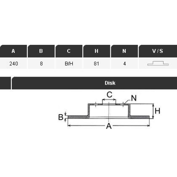 YAVUZSAN 30343 Fren Diski Megane II 02-Modus 04-CLIO III 05-Twingo 08- (240×8X4Dl) Arka Ad. 