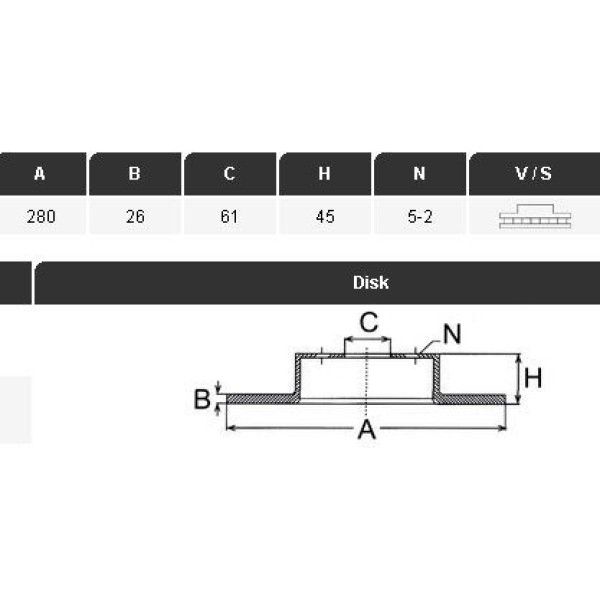 YAVUZSAN 30427 Fren Diski Ön Kangoo II 08- / Cıtan W415 12- 280×26×61 5 Bijon 