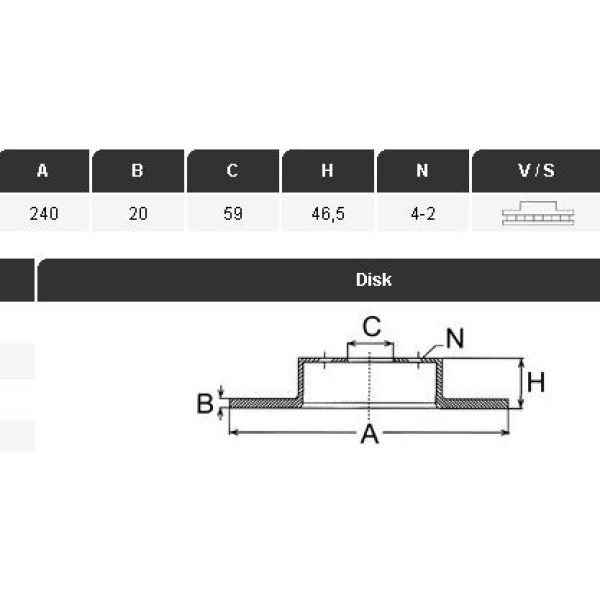 YAVUZSAN 33027 Fren Diski Ön Palio 96- Siena 96- 240×20×59 4 Bijon
