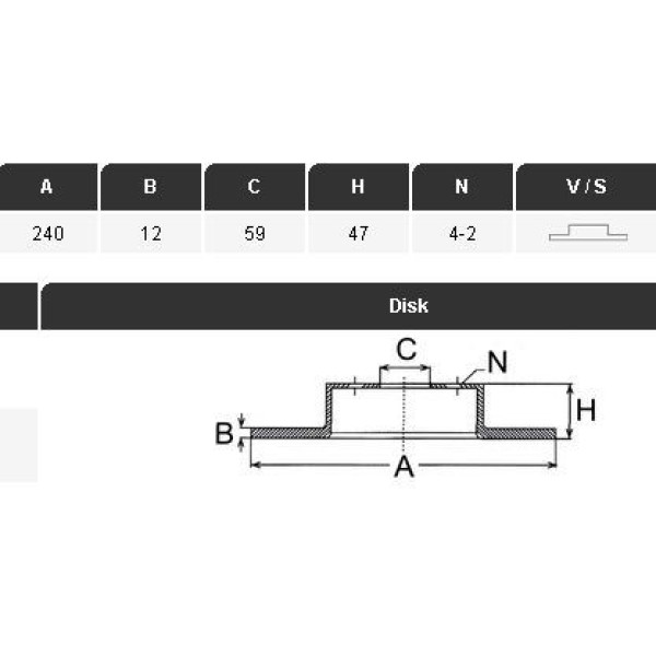 YAVUZSAN 33028 Fren Diski Ön Uno 70 240×12×59 4 Bijon 