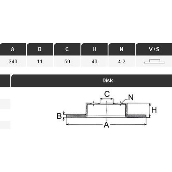 YAVUZSAN 33070 Fren Diski Ön 500 07- Tempra 2.0 SLX Tipo Marea 96- Bravo I 95- Panda 03- Punto 93- /
