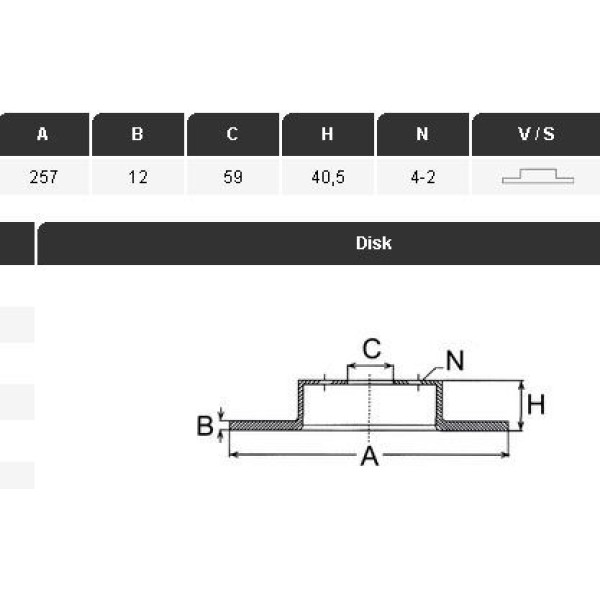 YAVUZSAN 33080 Fren Diski Ön Tempra Sw Marea 96- Brava 95- Bravo I 95- / 145 94- 257×12×59 4 Bijon