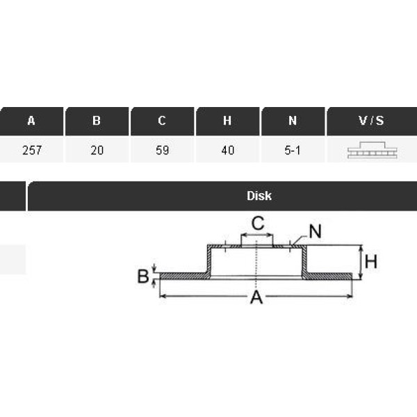 YAVUZSAN 33118 Fren Diski Scudo-Expert 96-Jumpy 95-P806 94- 1,6I-1,9D-2,0HDI(257,5×20×5Dl)Ön Havalı