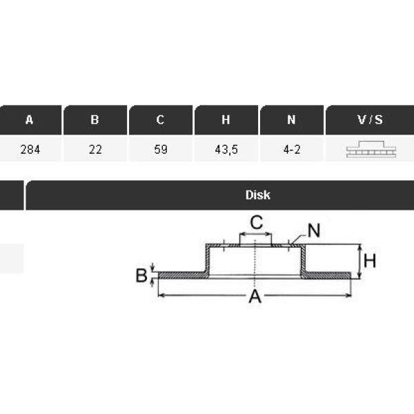 YAVUZSAN 33269 Fren Diski Ön Linea 07- Doblo 06- Marea 96- Bravo Idea 04- Stilo 01- 284×22×59 4 Bijo