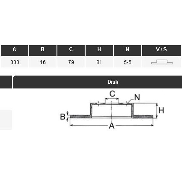 YAVUZSAN 33419 Fren Diski Arka Ducato III 06- / Boxer III 06- / Jumper III 06- 300×16×79 5 Bijon 