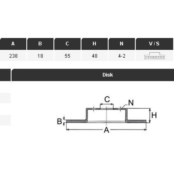 YAVUZSAN 34077 Fren Diski Ön Corolla Ae92 88-92 Karbüratörlü 238×18×55 4 Bijon