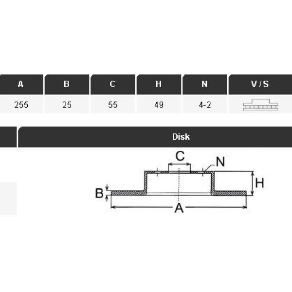 YAVUZSAN 34205 Fren Diski Ön Corolla 03-07 Benzinli 255×25×55 4 Bijon