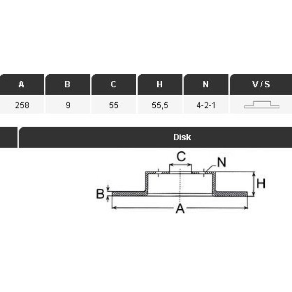 YAVUZSAN 34223 Fren Diski Corolla 02- (258×9*4Dl) Arka Havasız Ad.