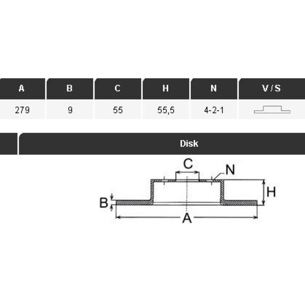 YAVUZSAN 34430 Fren Diski Arka Corolla Verso 04-07 Corolla 03-07 1.4 D4D 279×9X55 4 Bijon
