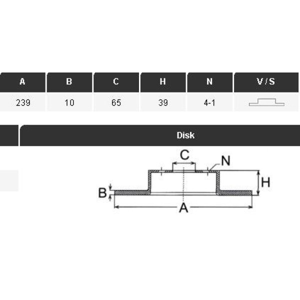 YAVUZSAN 36008 Fren Diski Golf 80-90Polo 95-01Passat 80-97Cordoba 96-02Ibiza 93-02Jetta 91-(239×9,9×